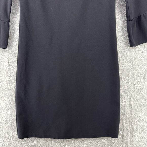 Boden Dress Womens 2R Black Ponte Stretch Sheath Crew Neck 3/4 Flutter Sleeve - Picture 4 of 16